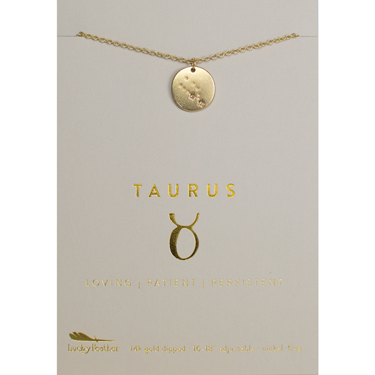 Zodiac Necklace - Gold - TAURUS (Apr 20-May 20)