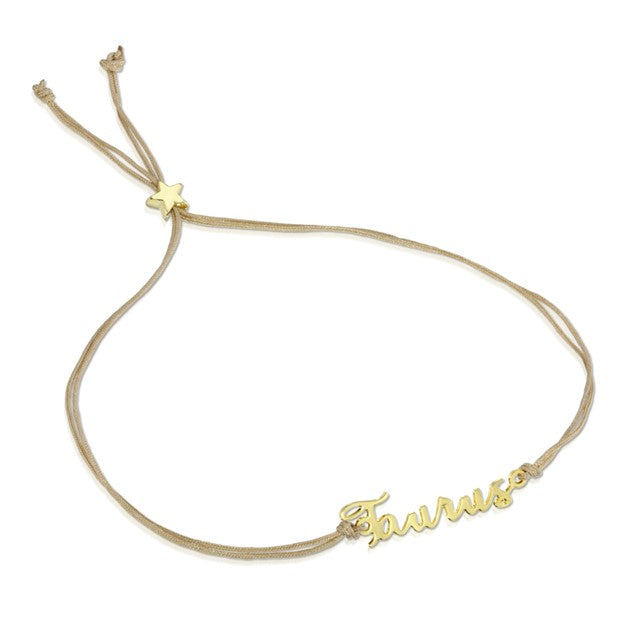 Zodiac Cord Bracelet Gold - TAURUS - April 20 - May 20